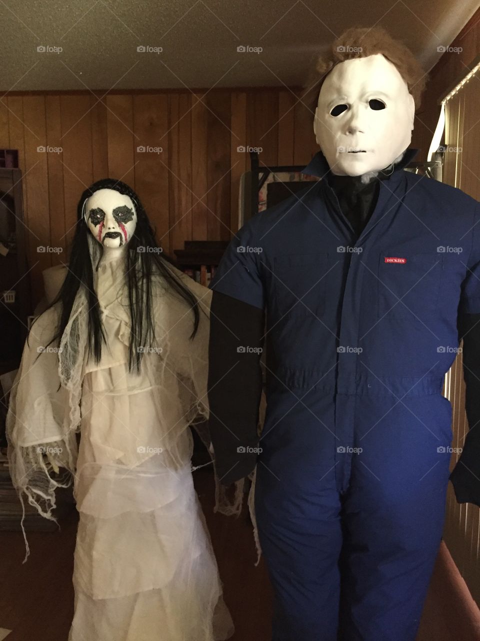 Michael Myers and a zombie Halloween decorations
