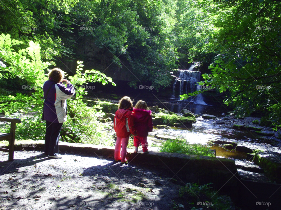waterfall just watching 2 children and grandma west burton north yorkshire by pawright68
