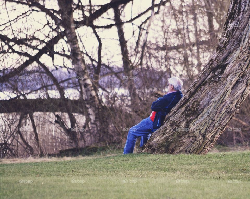 A senior man enjoying spring