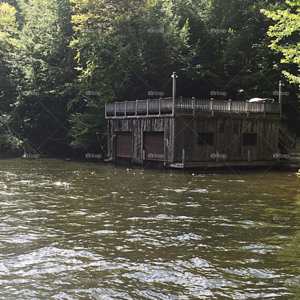 Water
Boathouse with deck on top