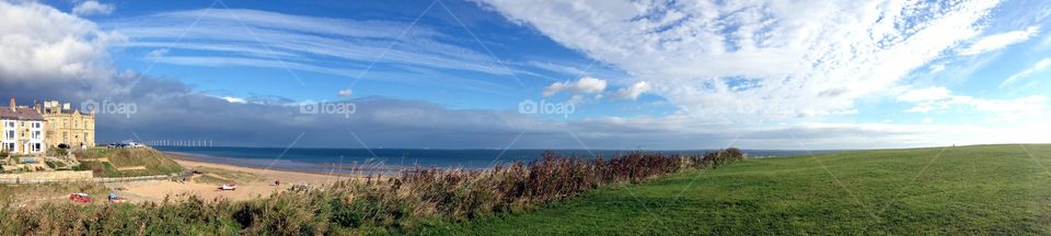 Panoramic view from the headland at Marske-by-the-Sea . Panoramic view from the headland at Marske-by-the-Sea 