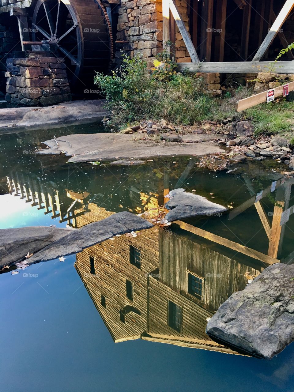 Reflection of Yates Mill in Raleigh North Carolina 