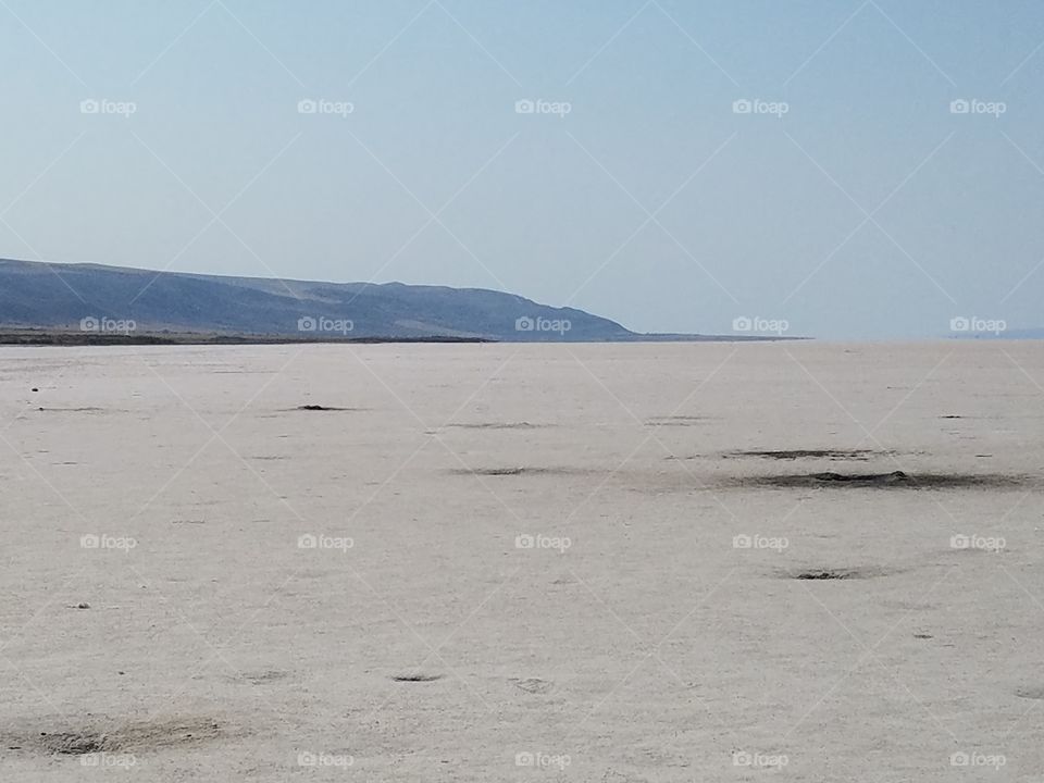 Salt lake in Sereflikochisar Turkey,  mountain background