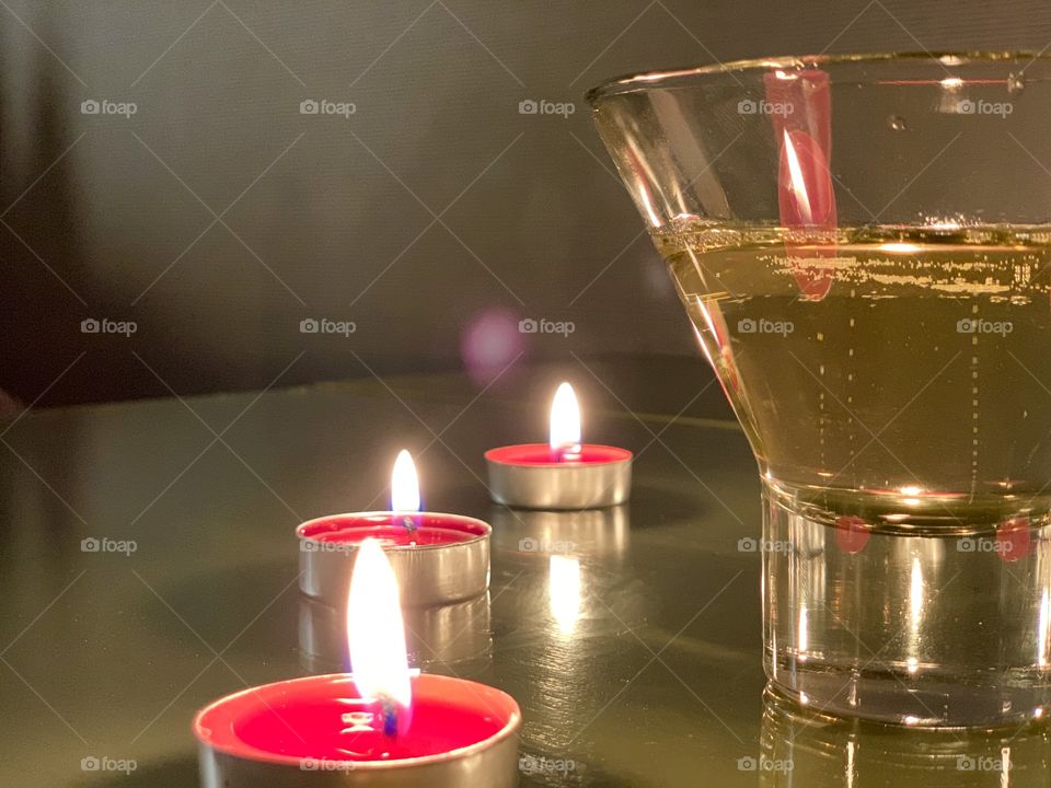 White wine and candles 