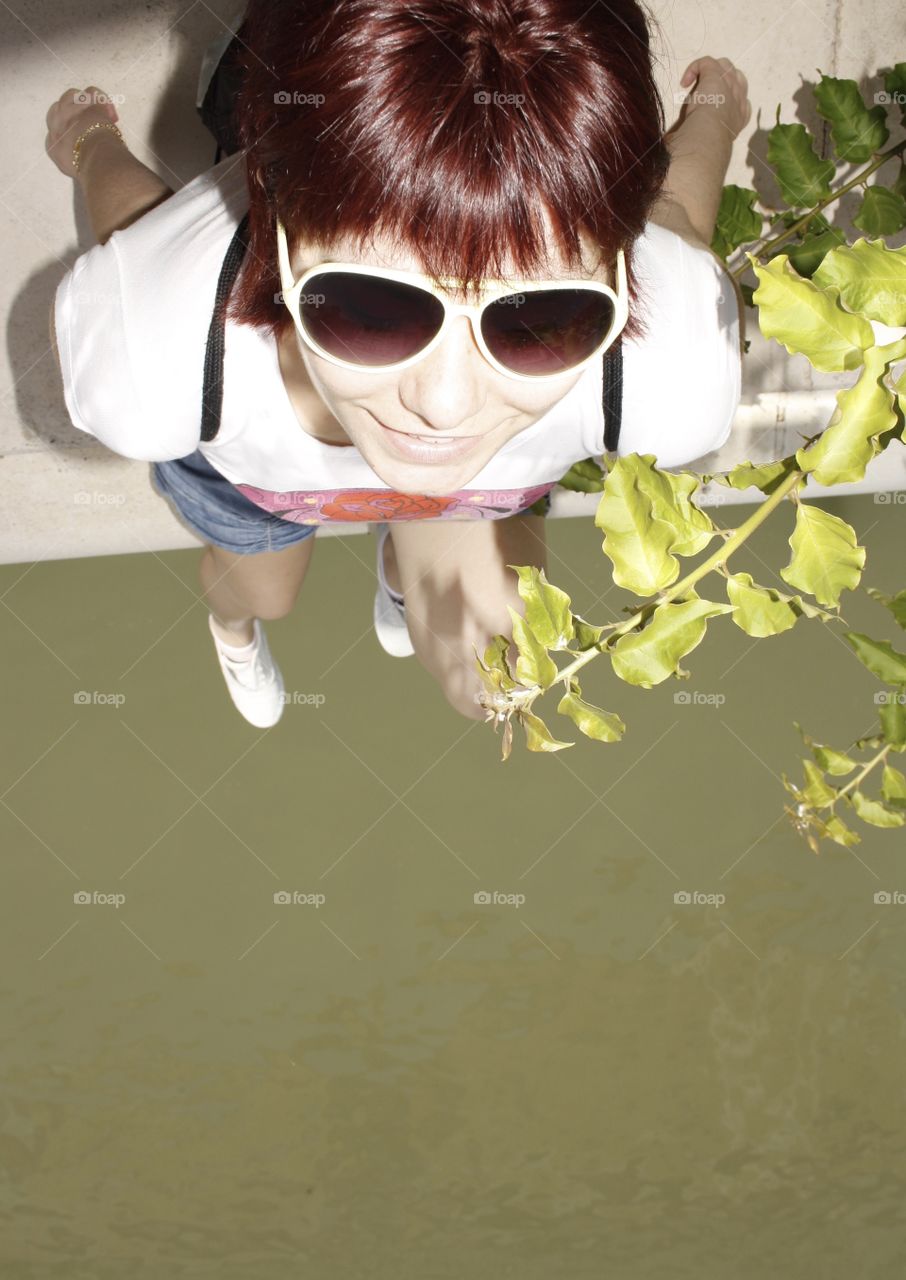 The main object is the model, then there is the plant and the river. I have taken the photograph from above. The model is up on a platform.