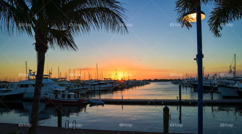 Dinner at sunset. Dining outside at Sailfish Marina in West Palm Beach,  FL