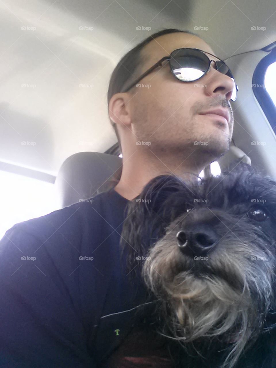 my dog fuzz and myself taking a road trip