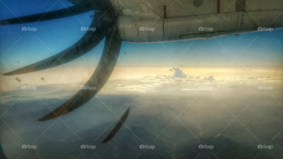 sky, romania, clouds, engine, propeller, Tarom, flying,