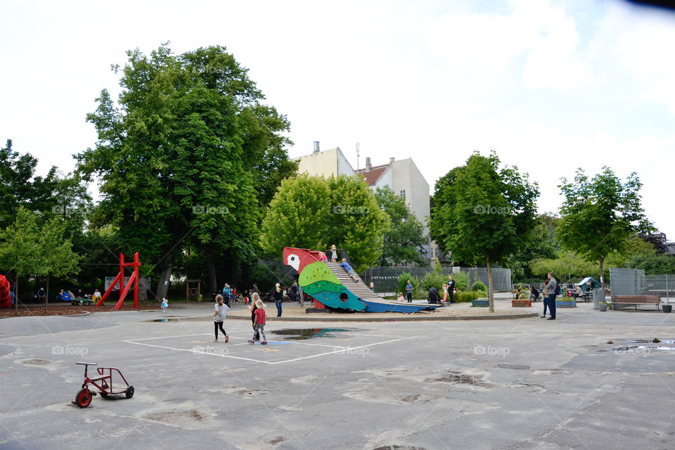 Playground in central Copenhagen Denmark.