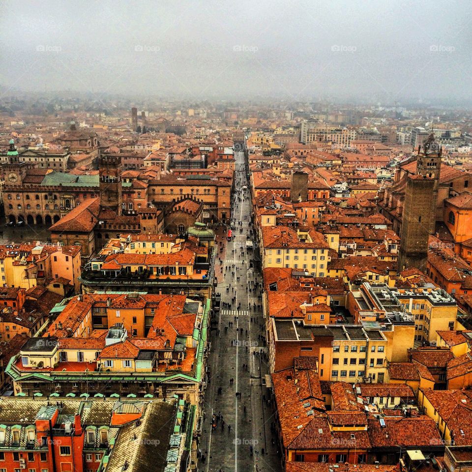 High angle view of city life