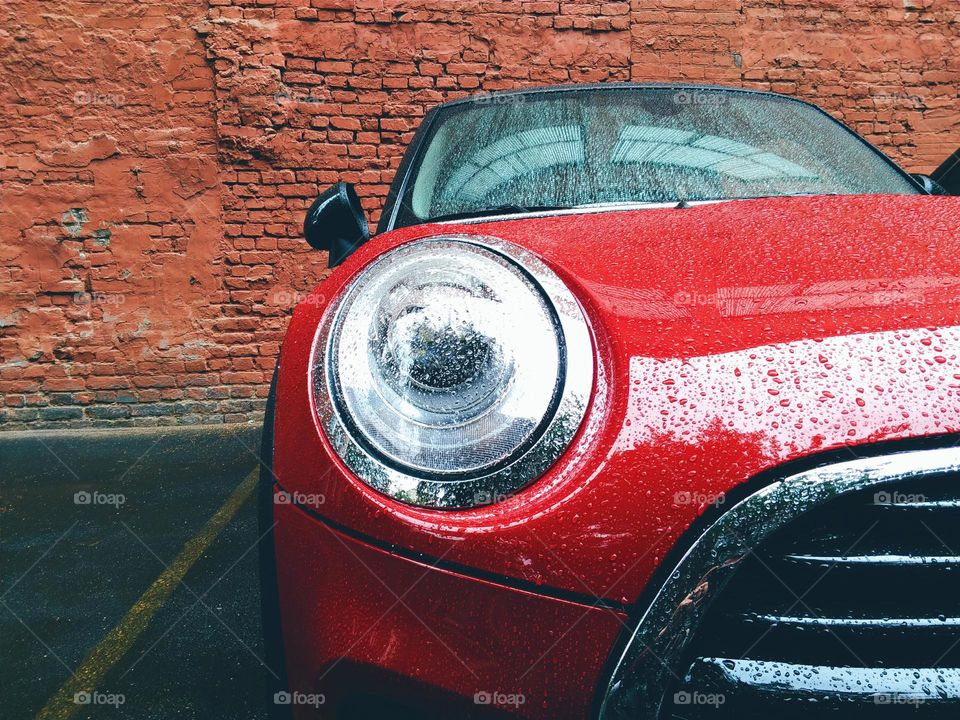 Red car headlight