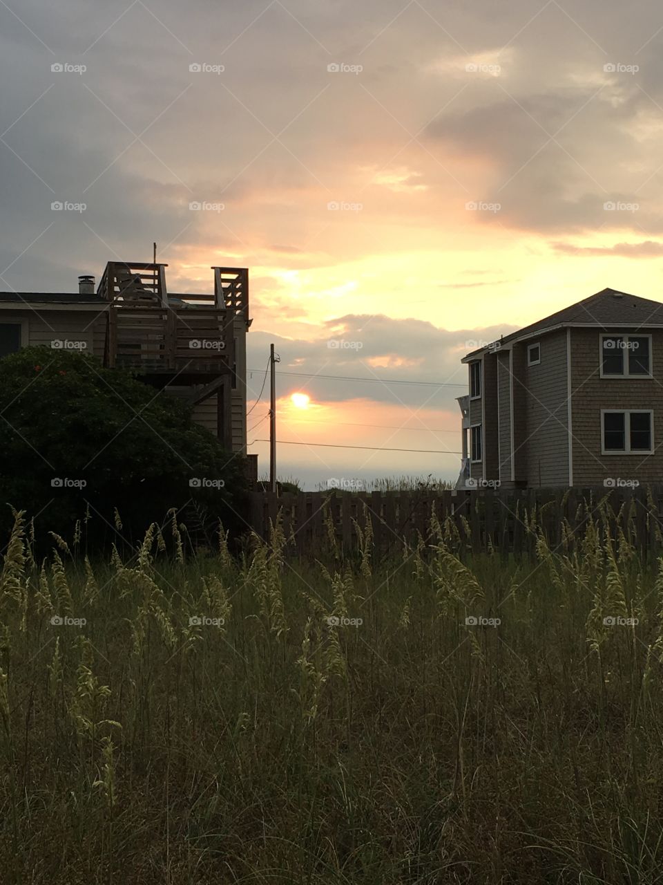 Island cottage view of the sun rise. 
