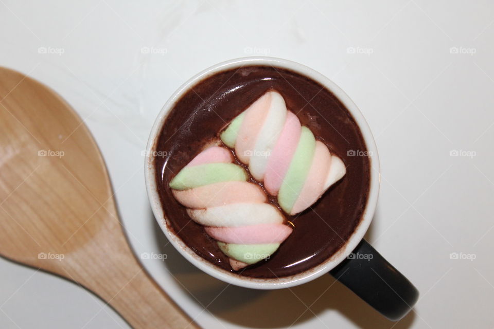 Christmas Winter Chocolate Drink with Marshmallow