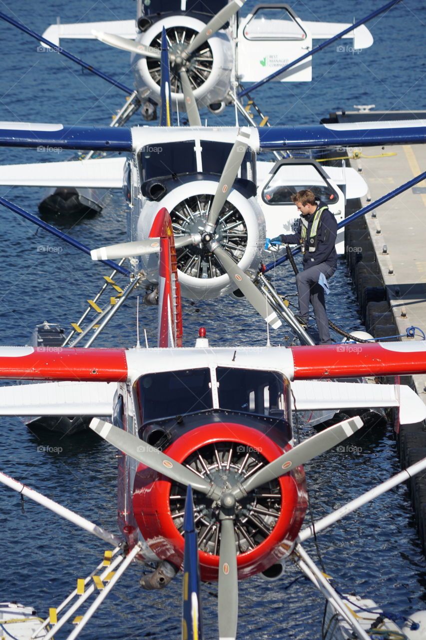 Three DeHavilland DHC-2 Beaver float planes