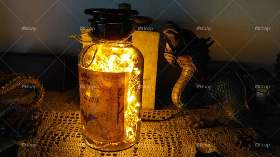 Eerie potion jar with led lights. Halloween. Fall. Eerie. Haunted. Crafts. DIY.