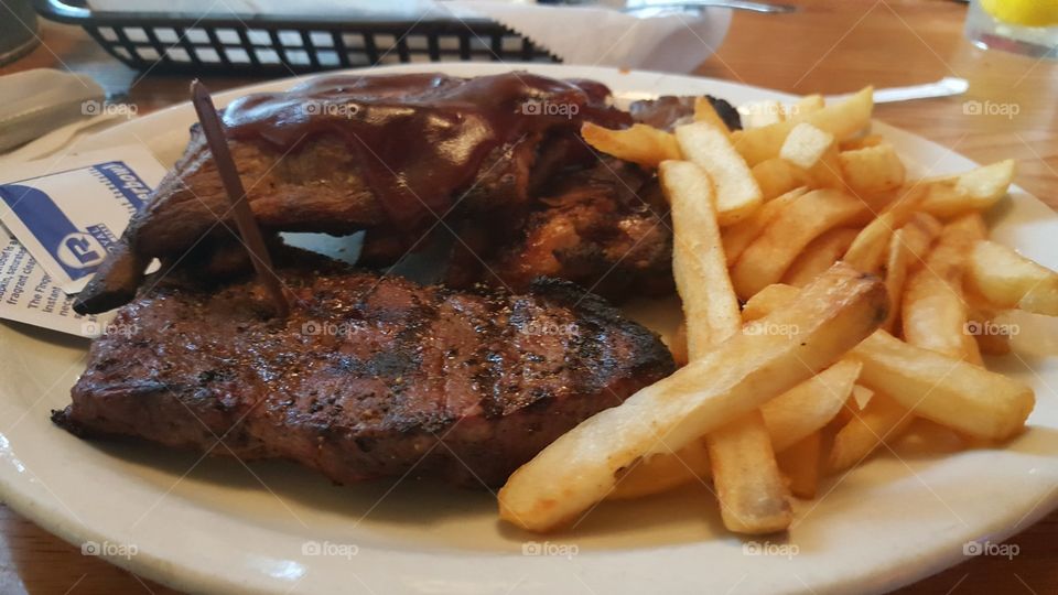 steak and ribs