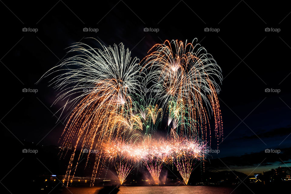 Beautiful fireworks at night