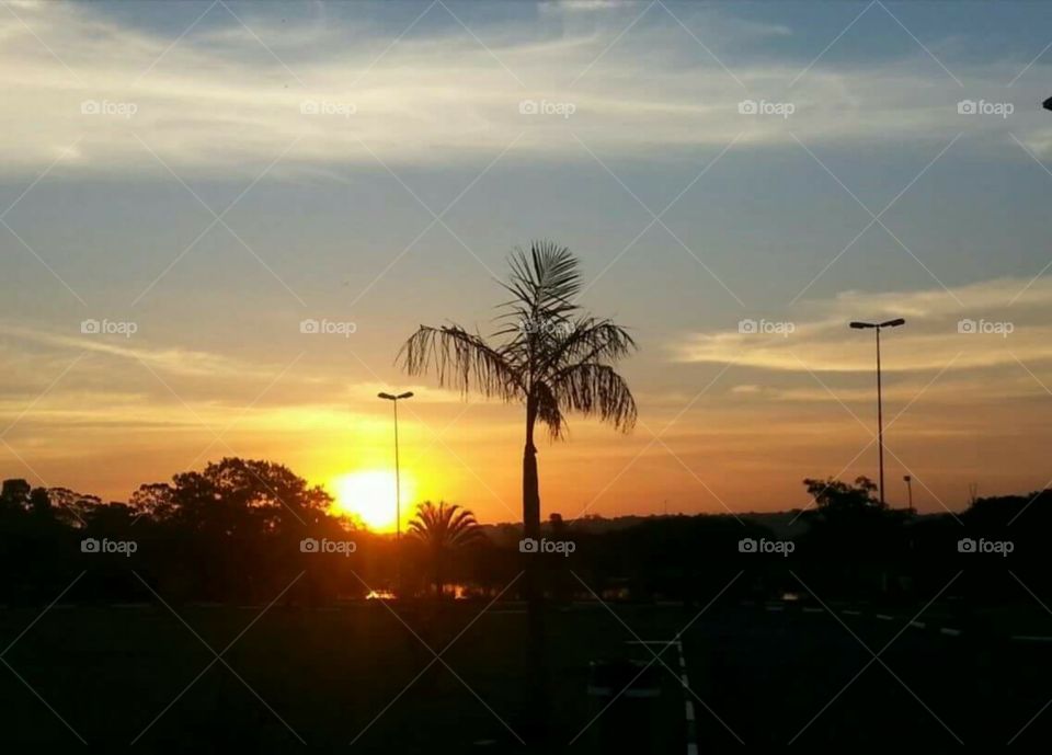 The sunset in the city