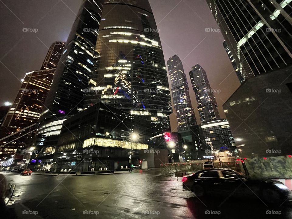 Moscow City - working centre in Russian capital at night