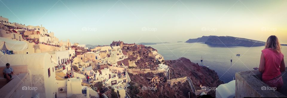 Santorini sunset at Oia, Greece. 