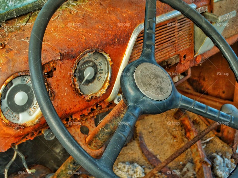 Rusty Old Car Interior
