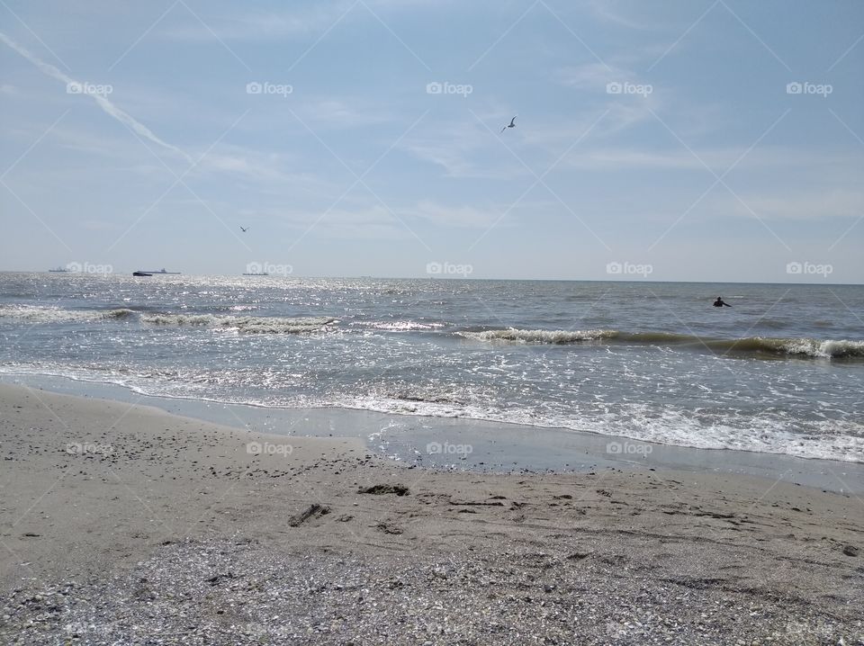 Koblevo; sea, sun, sand, waves, seagulls