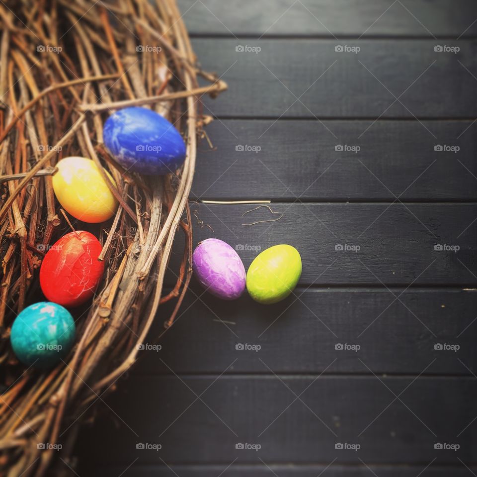 Multi colored easter eggs