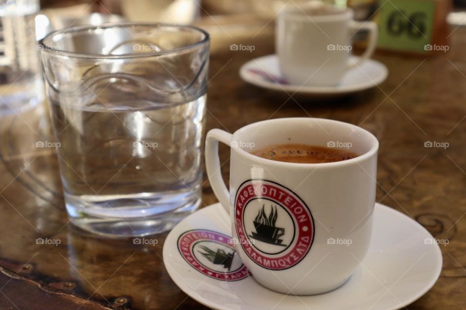 Cyprus coffee and a glass of water