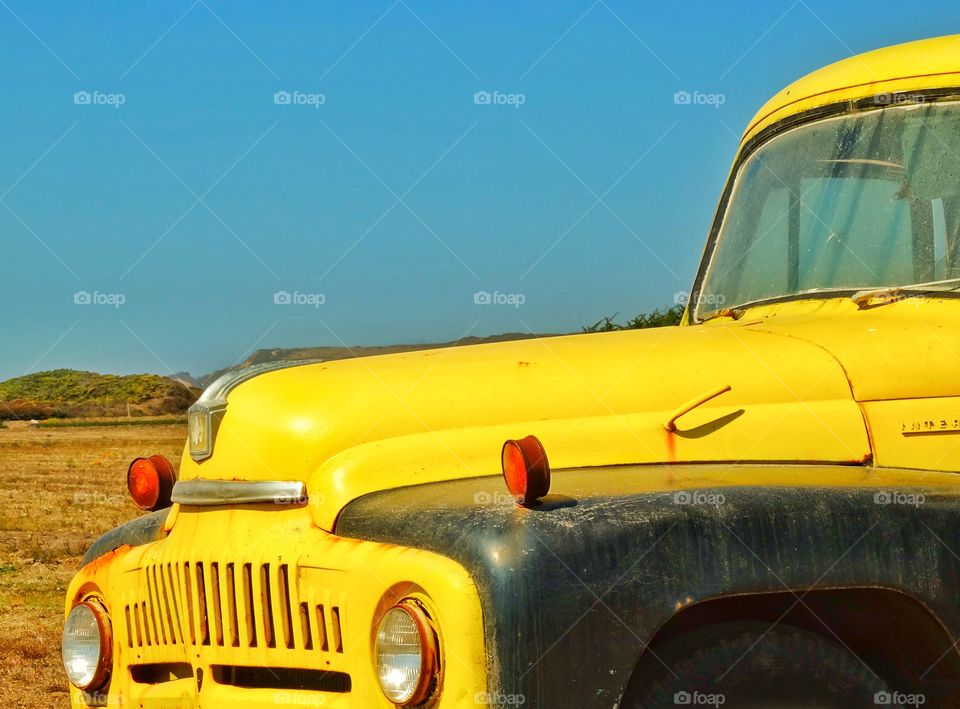 Yellow Farm Truck. 1940s Vintage International Truck

