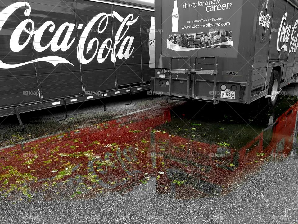 reflected coke trucks