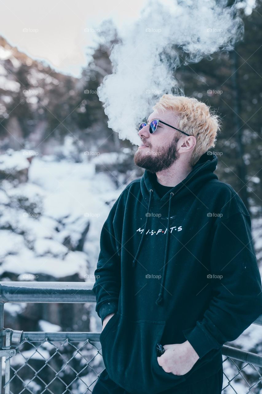 Big clouds in frozen landscape