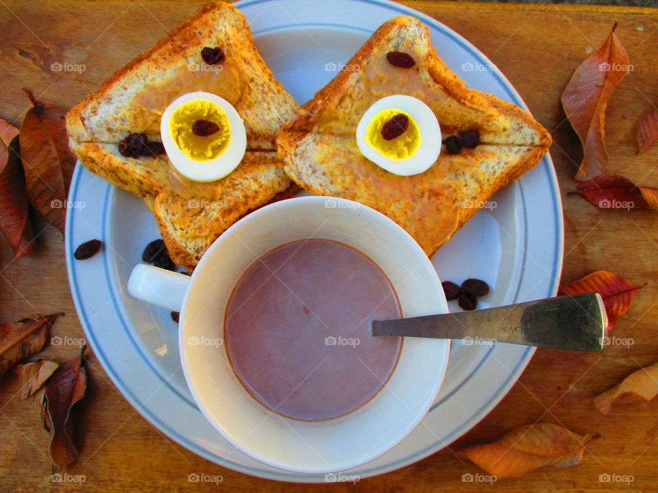 High angle view of breakfast