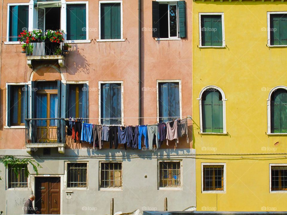 Coloured houses in Venice 