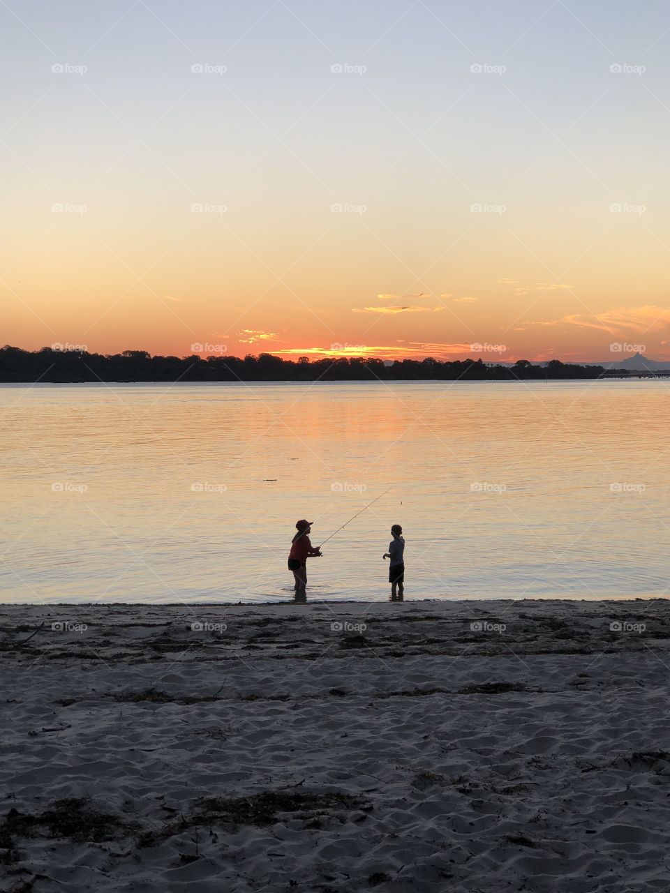 Fishing at sunset 