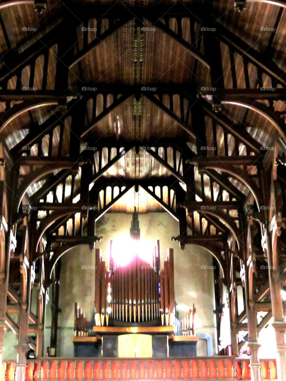 wooden ceiling in  church