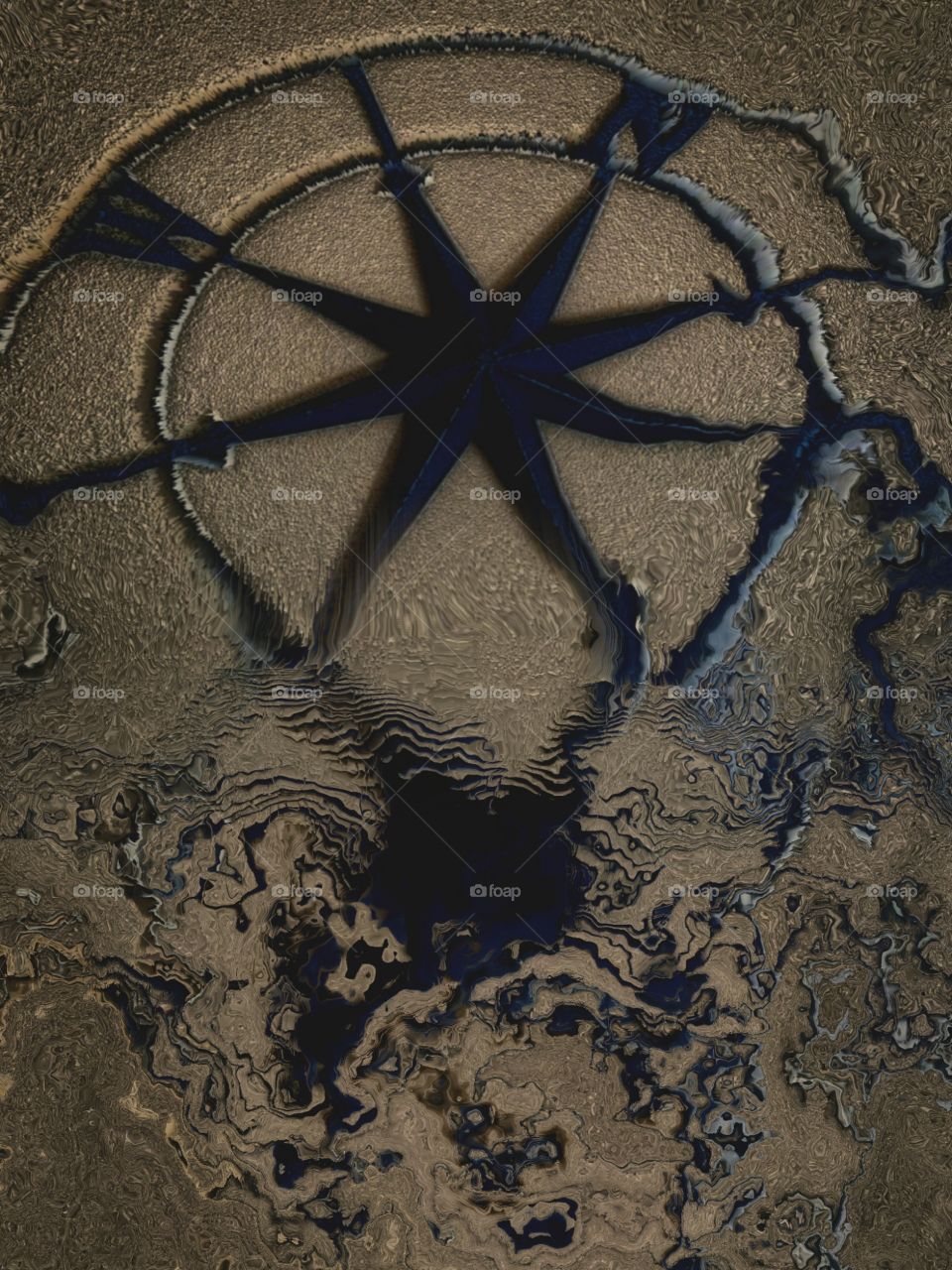 compass in the sand abstract