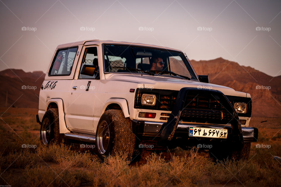 4x4. Offroad trip to the desert with a handsome guy and his powerful patrol