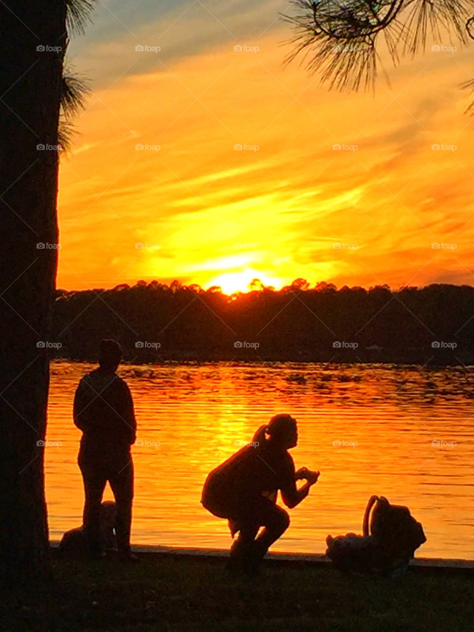 Mommy and baby at the park enjoying the sunset