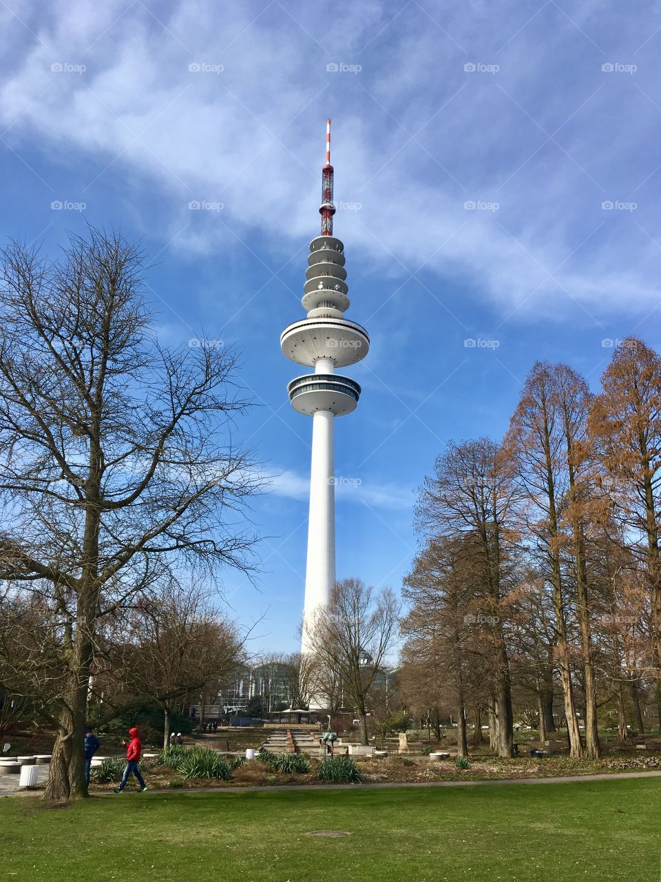 Spring in Park.Hamburg.Television tower