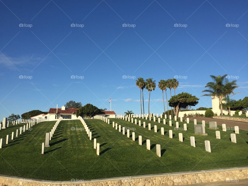 Fort Rosecrans National Cemetery. Beautiful day at Fort Rosecrans National Cemetery in San Diego, CA.