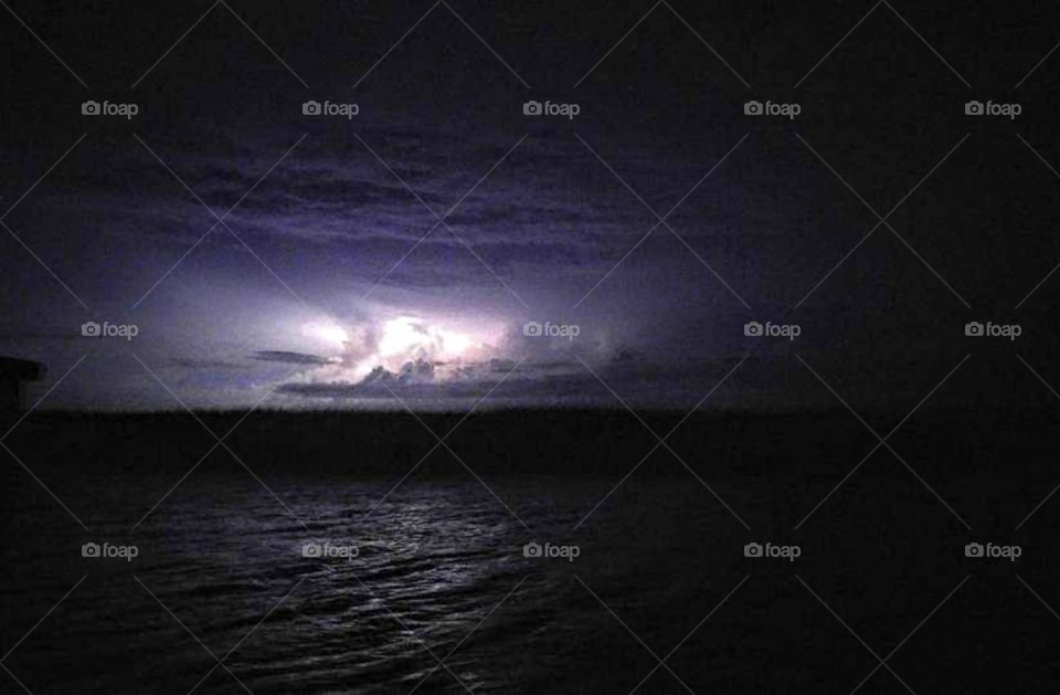 Lightning Storm over Inlet. Ocean Isle Beach. NC