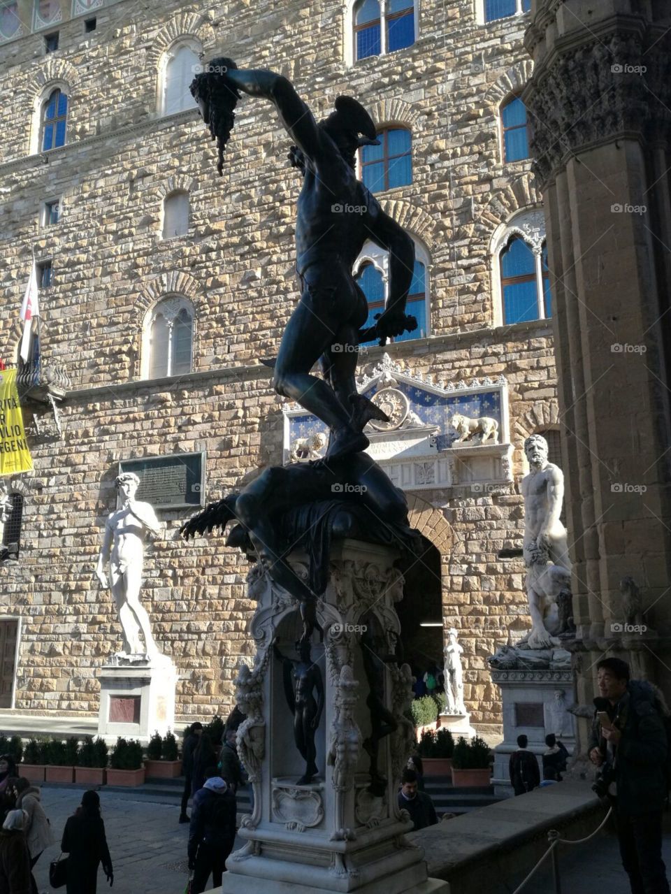 Perseo decapitation of Medusa, statue location Firenze Italy