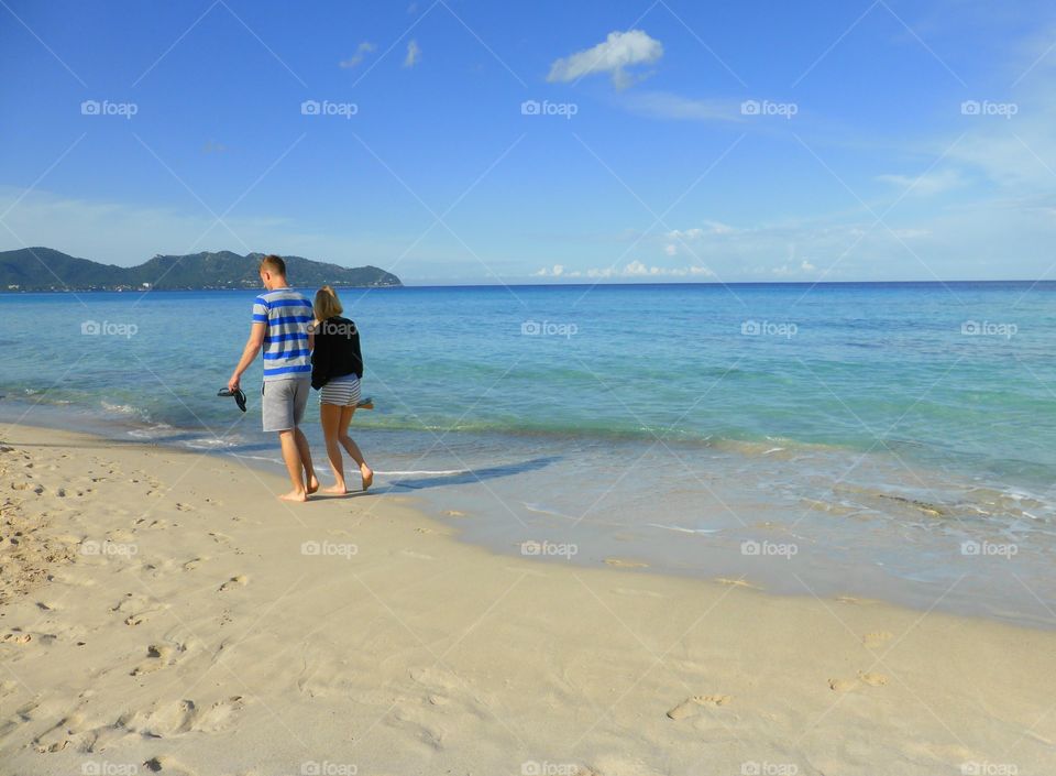 walking on the beach