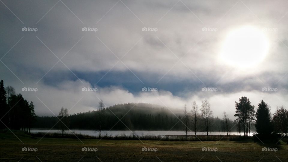 Day 4. The lake with fog, so I had to take a picture when I was walking by it