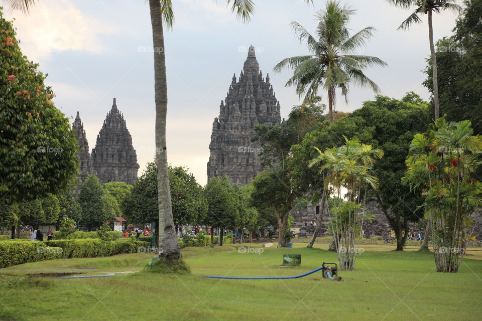 View of the Hindu temple of Prambanan near Jogyakarta, Indonesia, a UNESCO world heritage site.