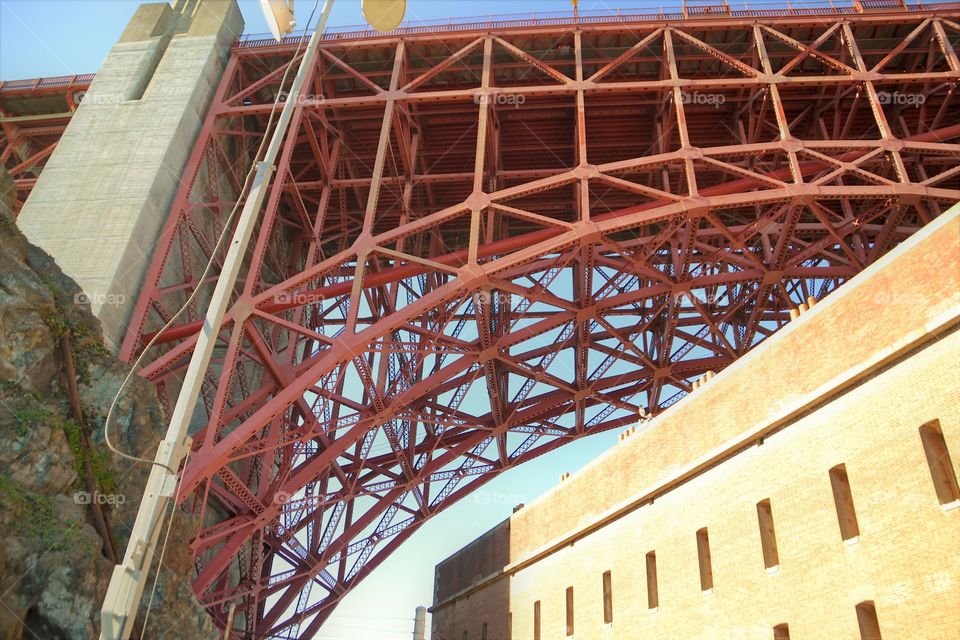 Under the Golden Gate bridge in San Francisco 