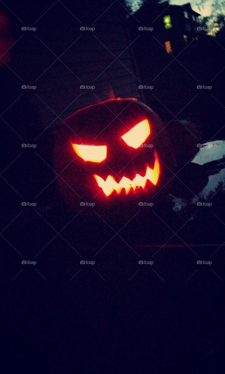 evil pumpkin at last year's Halloween