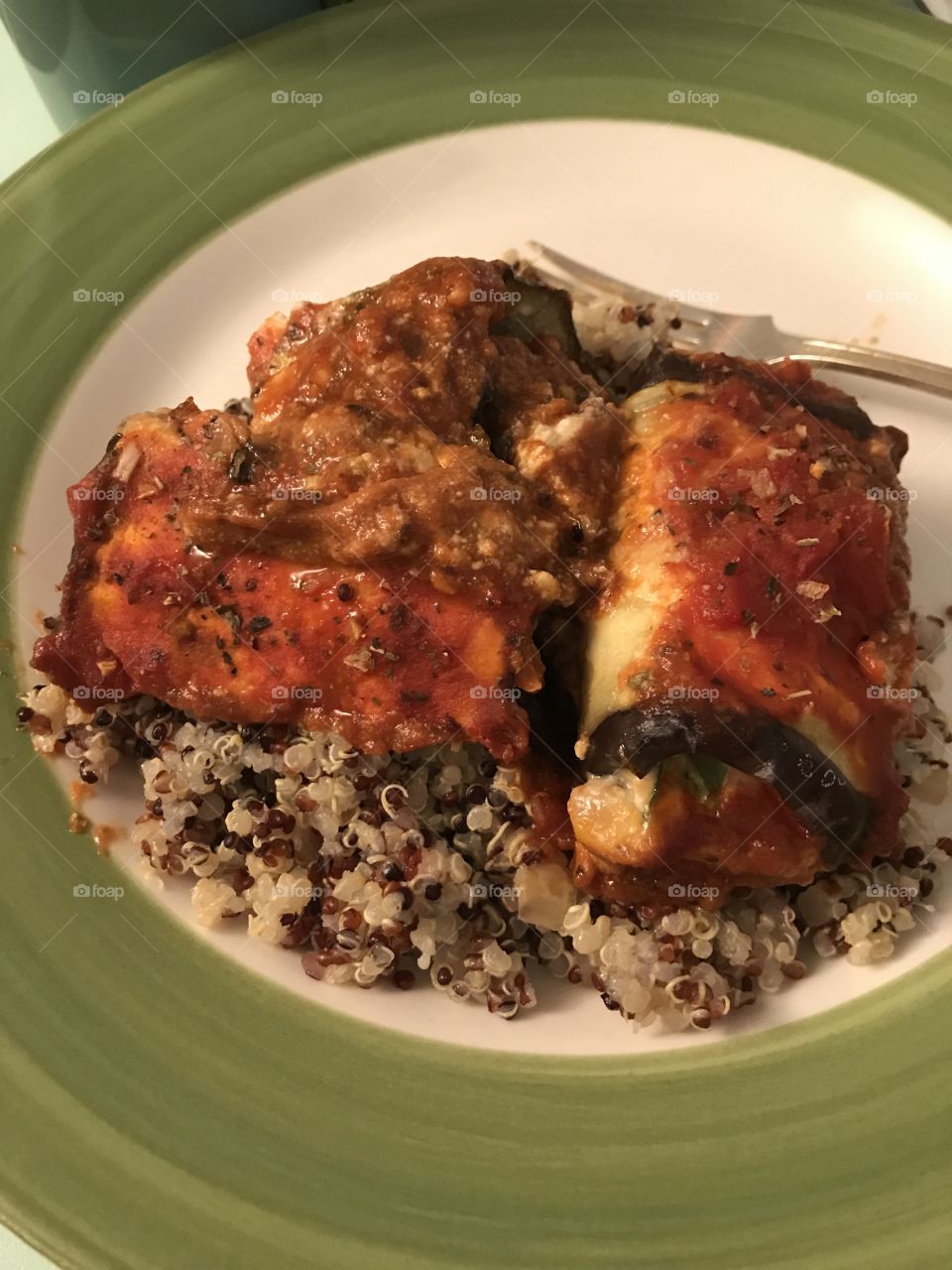 Eggplant lasagna and quinoa 