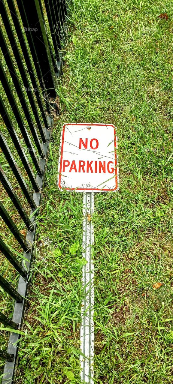 No Parking Sign on the Ground