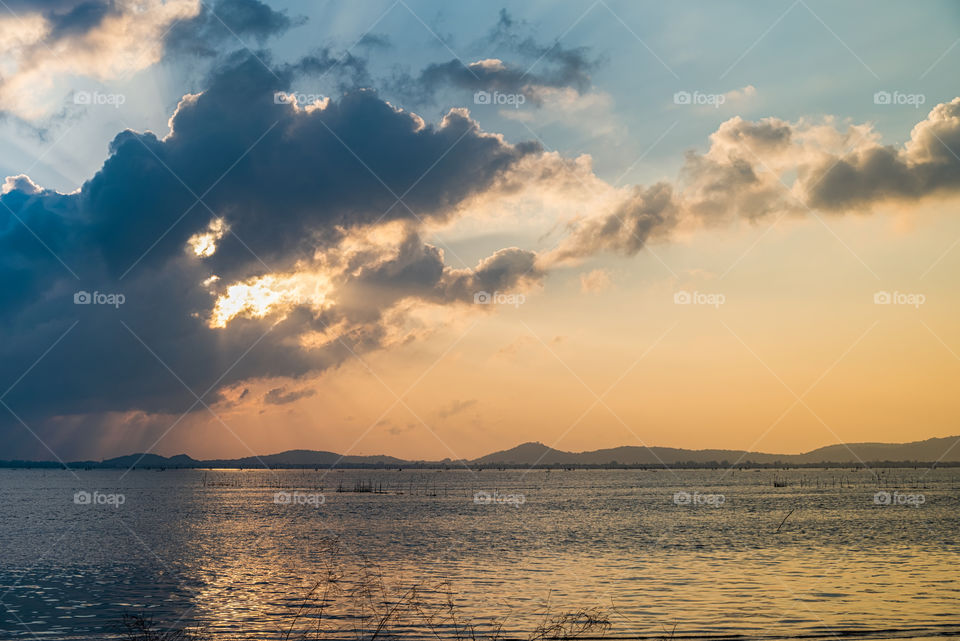 Beautiful sunrise scene in cloudy day at the famous Koh Yo in the southern of Thailand